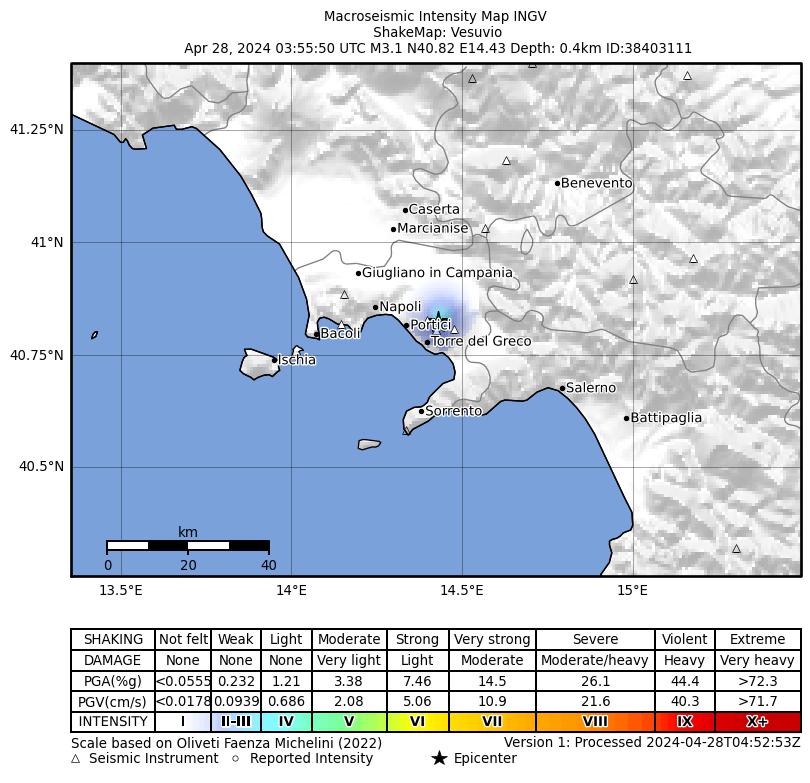 terremoto vesuvio napoli oggi