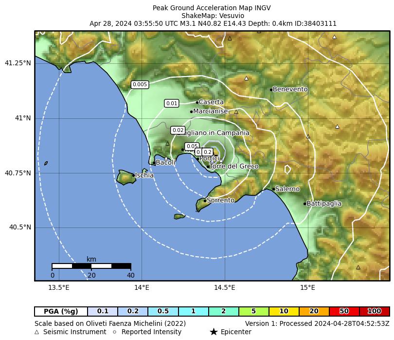 terremoto vesuvio napoli oggi