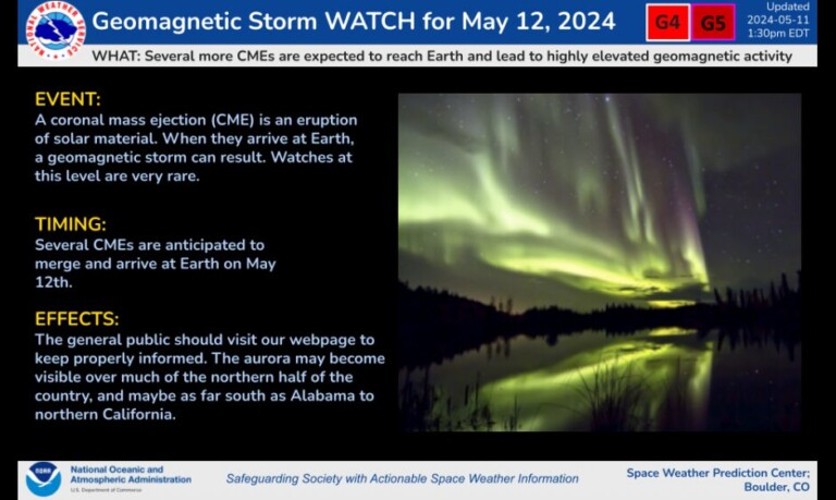 allerta tempesta geomagnetica estrema g5 oggi 12 maggio festa della mamma
