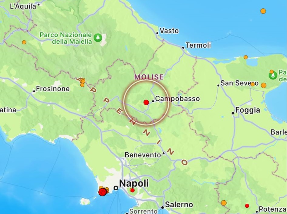 Terremoto in provincia di Campobasso, epicentro a Busso | DATI e MAPPE