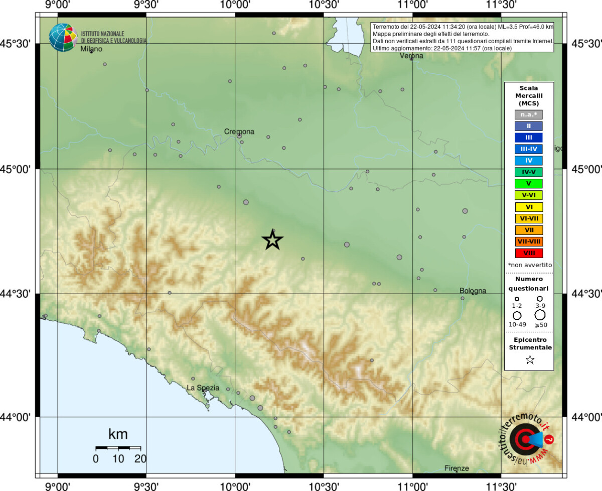 terremoto parma oggi