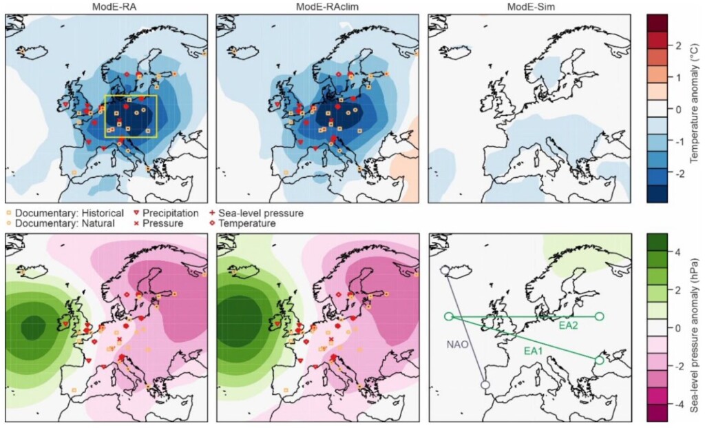 anomalie pressione-temperatura europa 1740