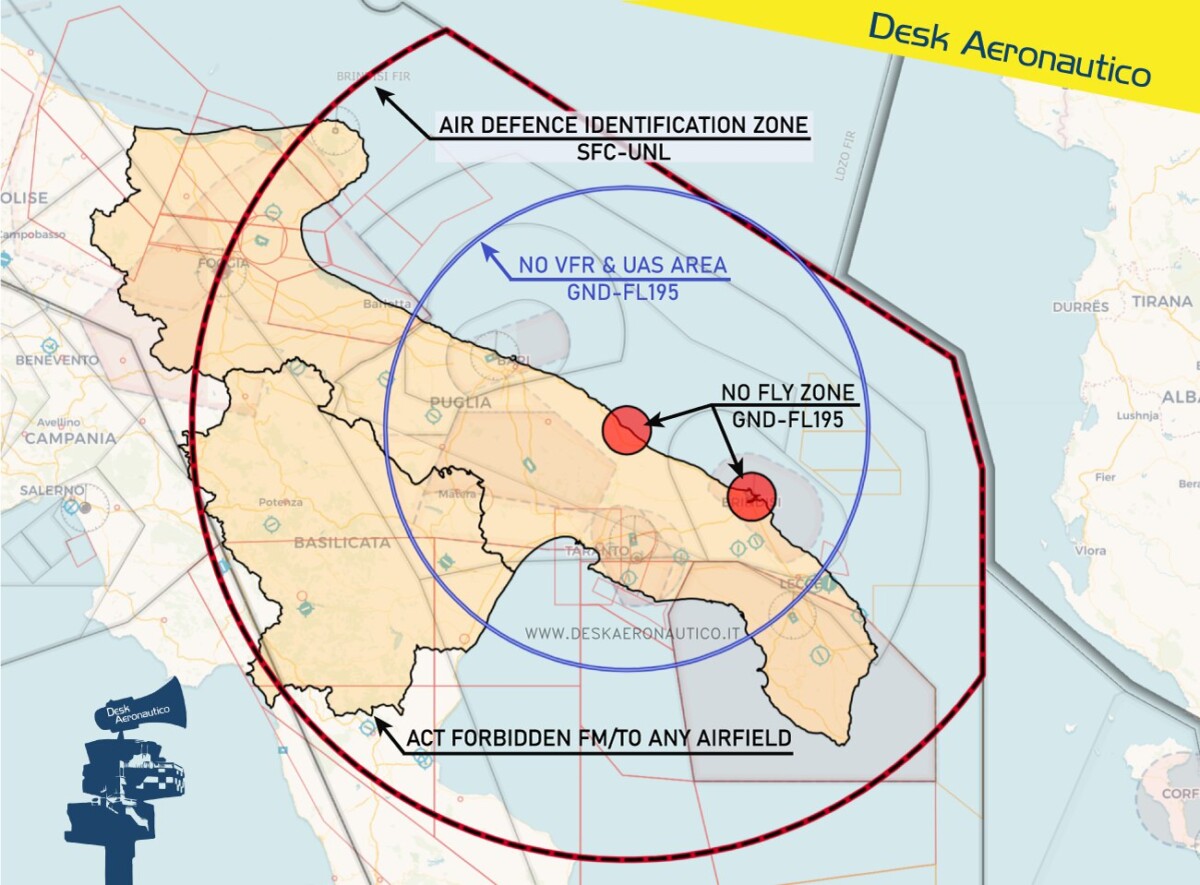 g7 puglia spazio aereo chiuso aeronautica militare