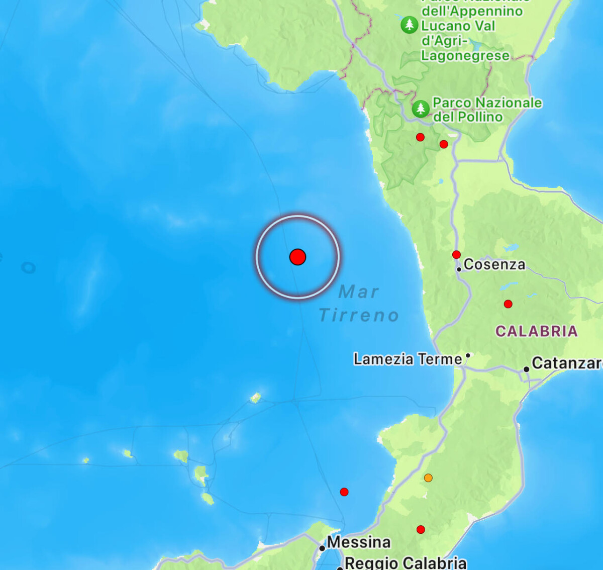 terremoto mar tirreno