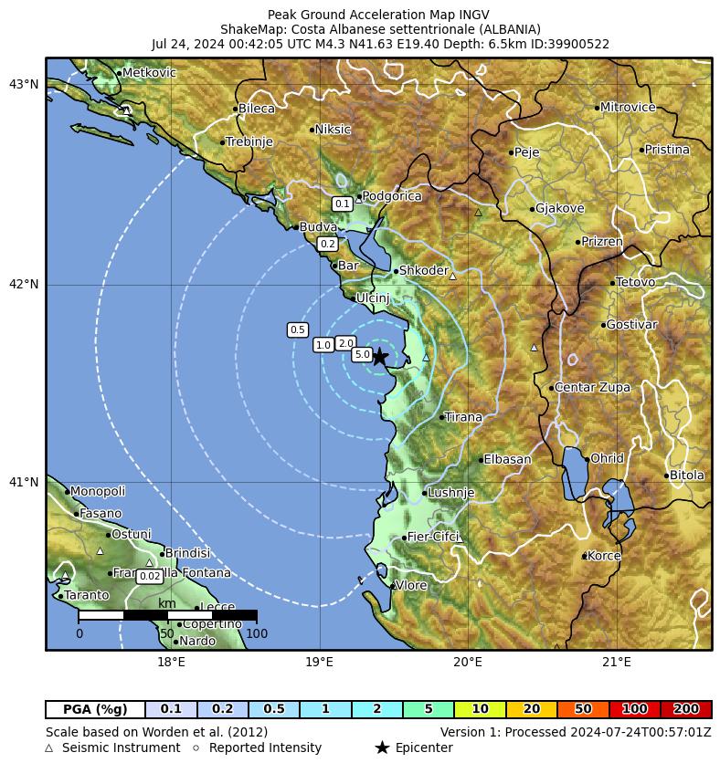 terremoto oggi albania