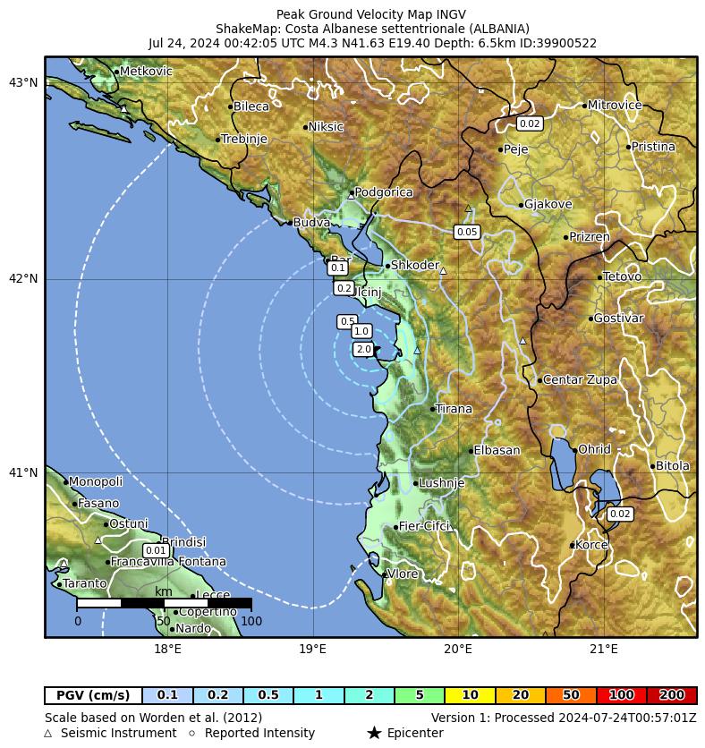 terremoto oggi albania