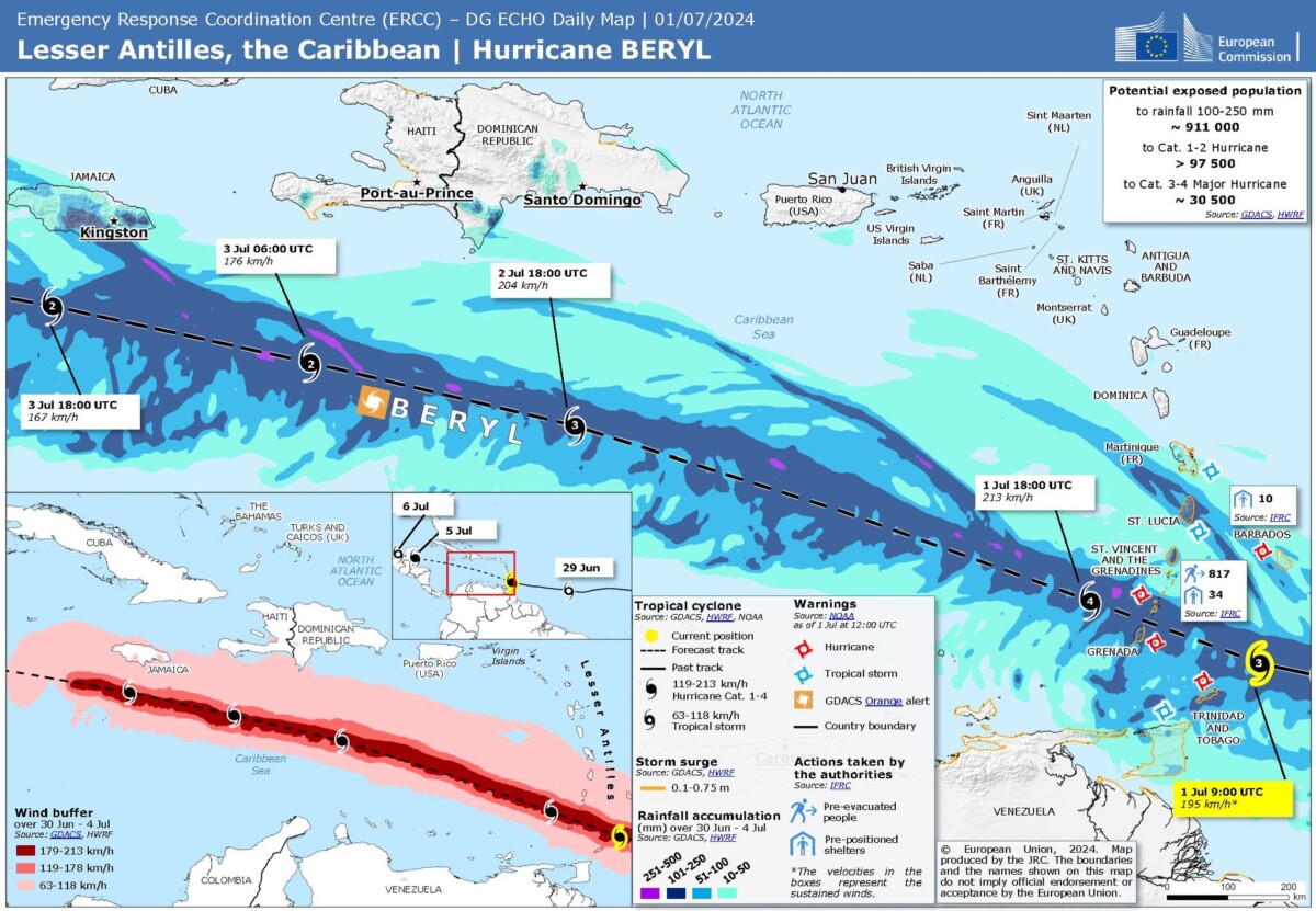 uragano beryl caraibi