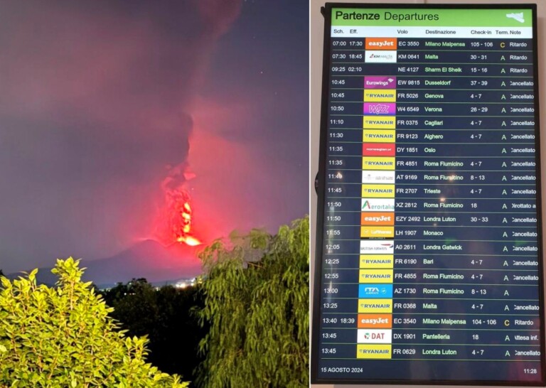 Aeroporto Catania chiuso Etna