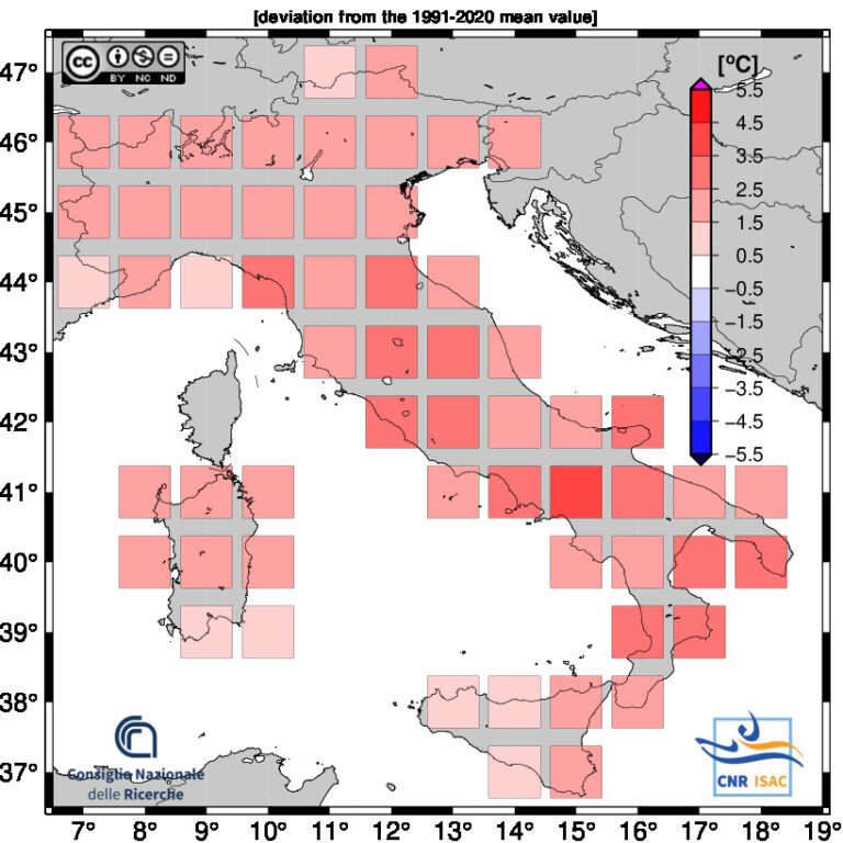 anomalie termiche luglio 2024 italia cnr