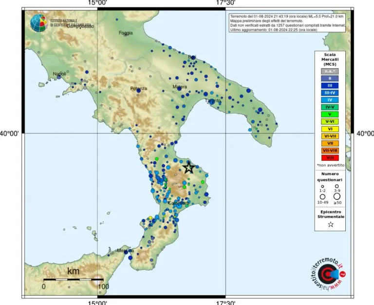 terremoto calabria 1 agosto 2024 (