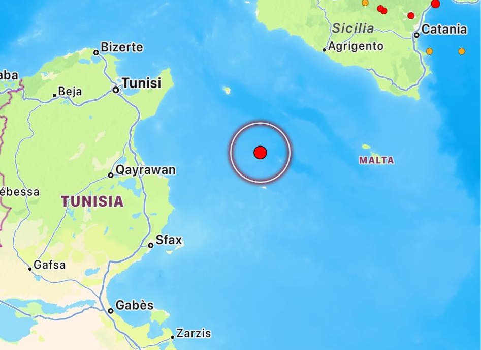 terremoto canale di sicilia