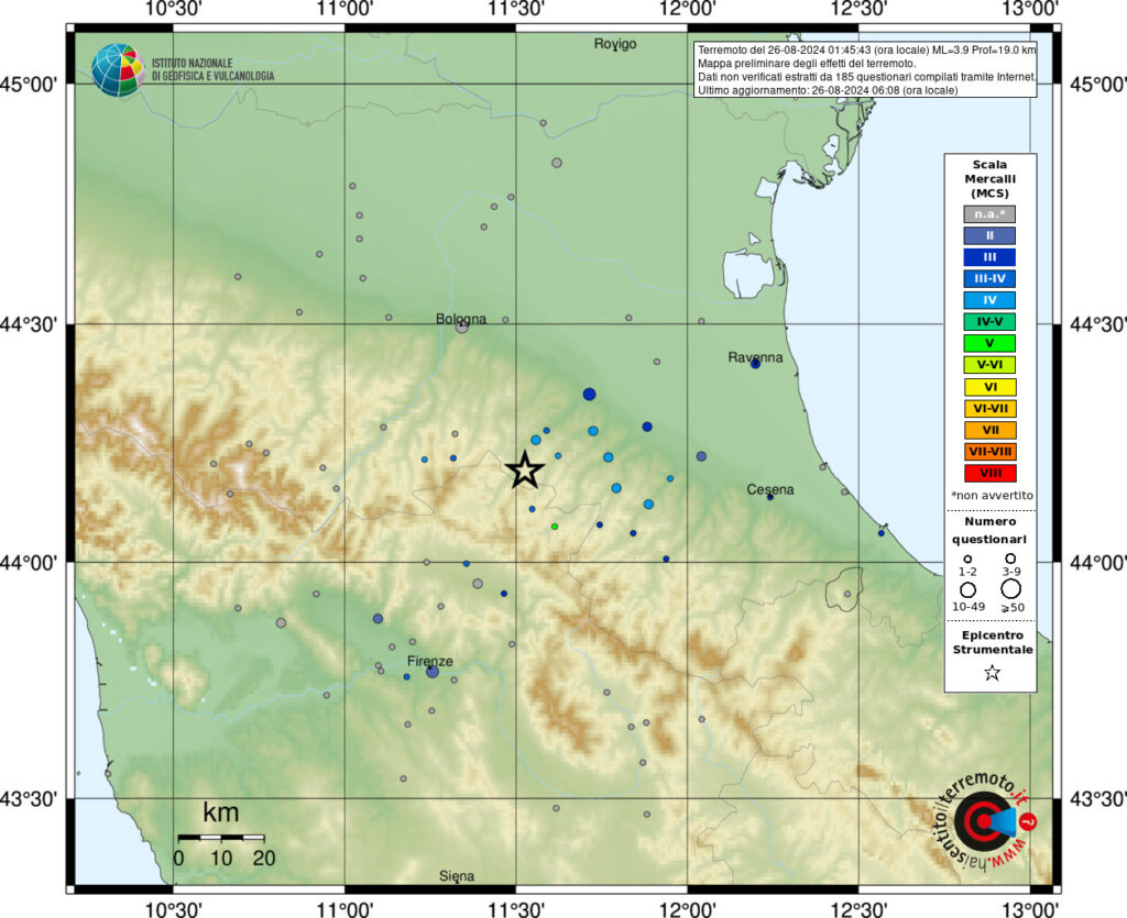 terremoto oggi emilia romagna toscana bologna firenze