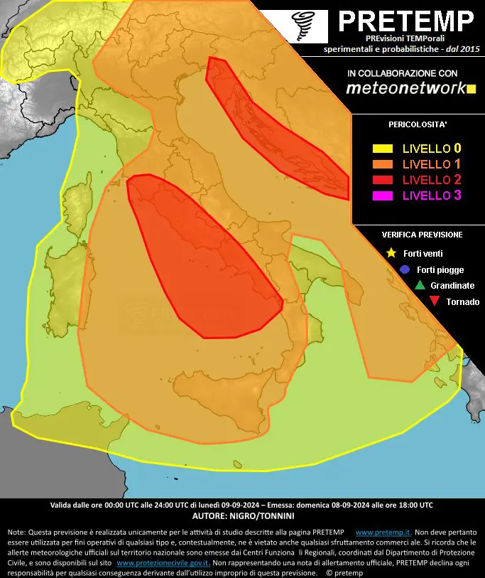 allerta meteo pretemp 9 settembre 2024