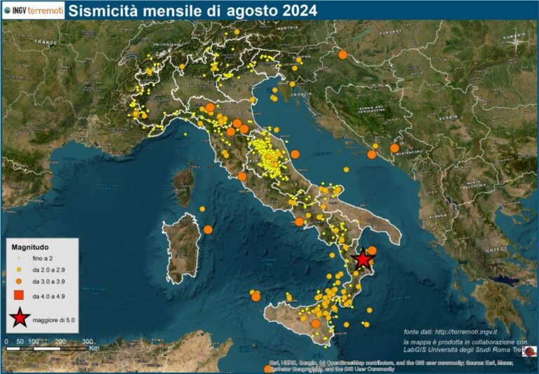 mappa terremoti agosto 2024