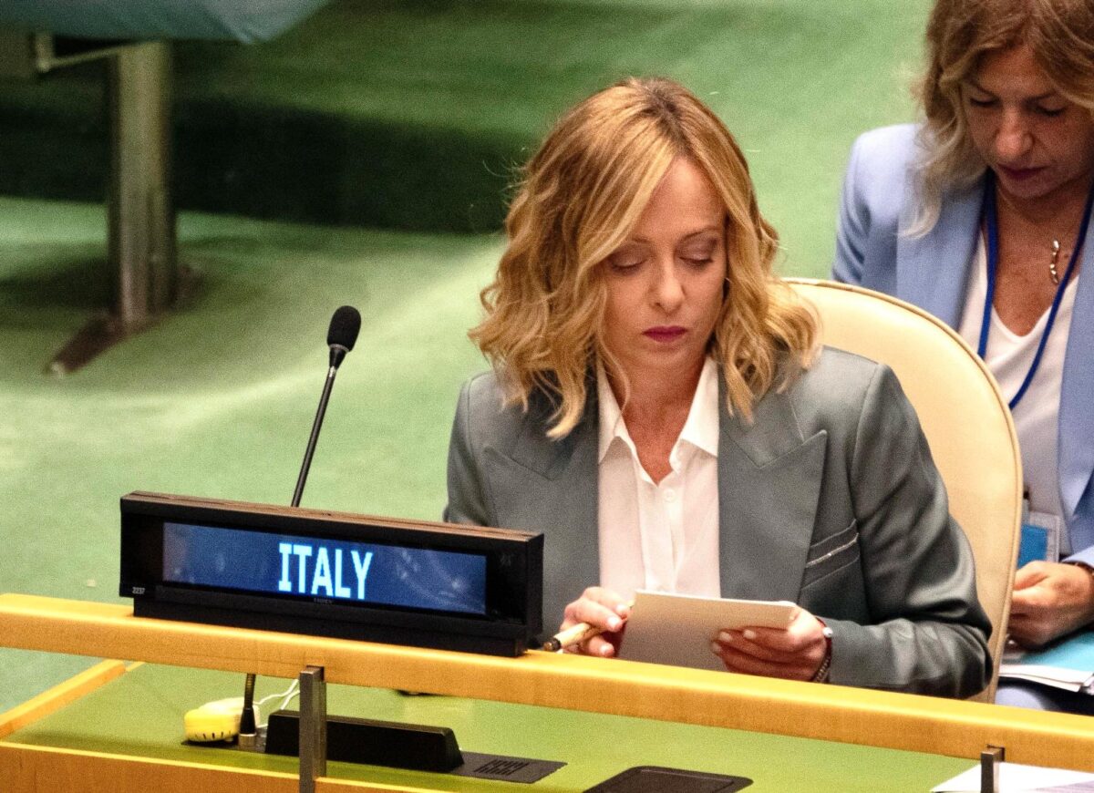 La premier Giorgia Meloni al Vertice del futuro nell'ambito dell'assemblea generale dell'Onu, New York, 23 settembre 2024