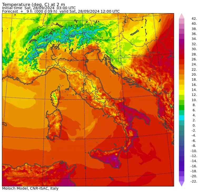 temperature massime 28 settembre