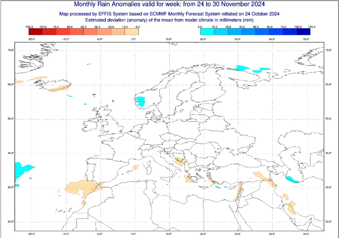 ECMWF stagionali precipitazioni novembre 