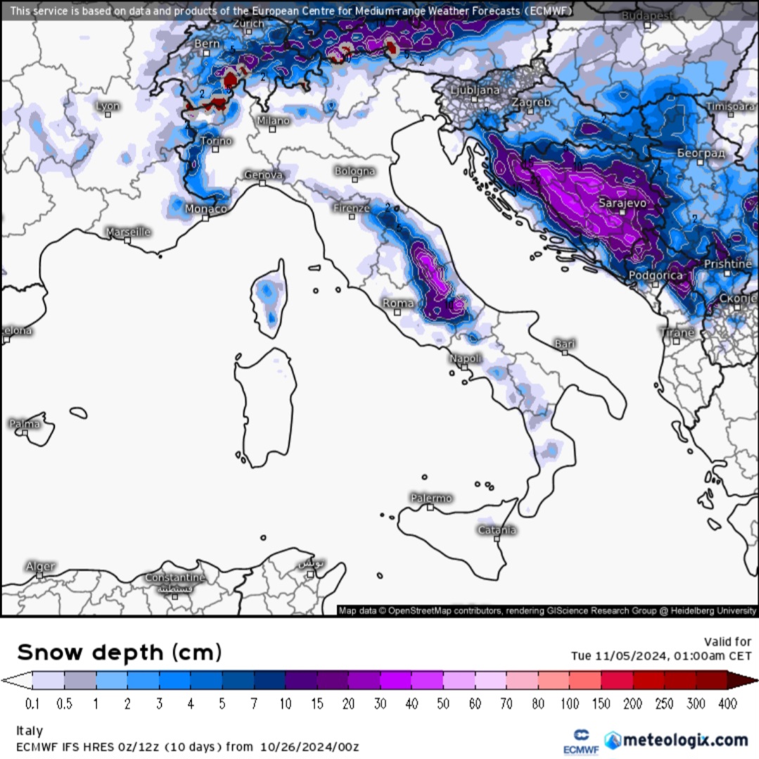 Neve prevista ad Ognissanti 