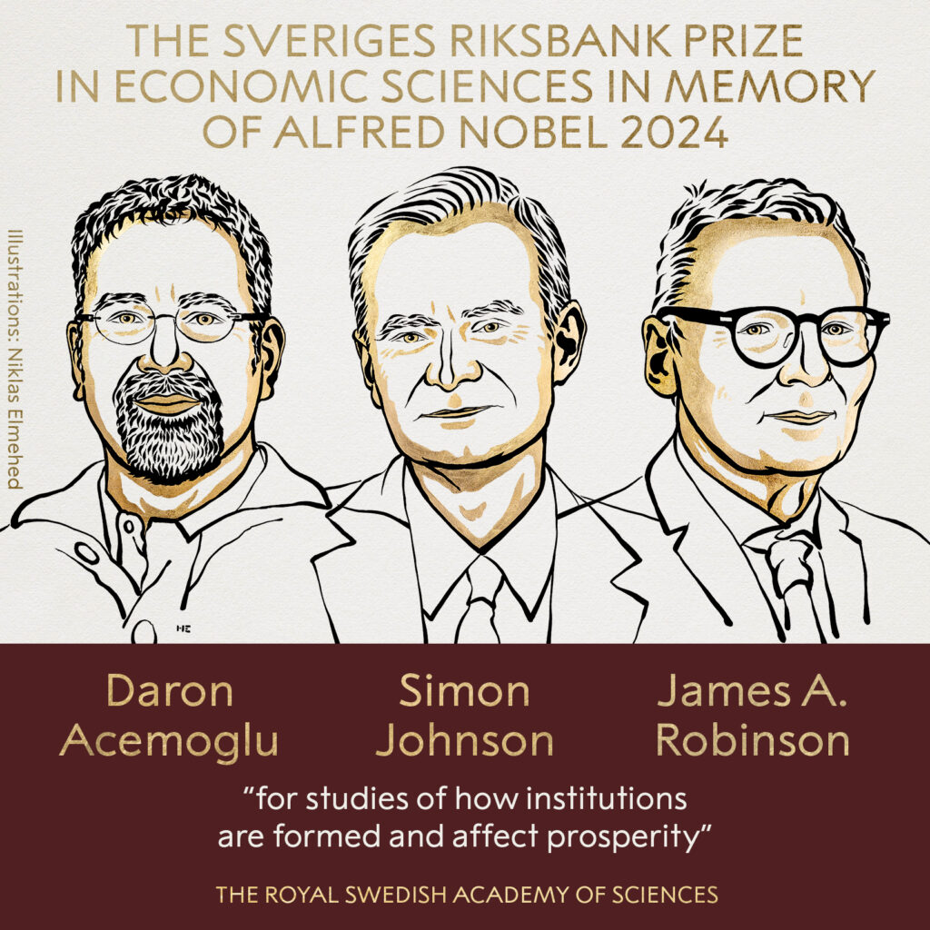 Premio Nobel per l'Economia 2024 assegnato a Daron Acemoglu, Simon Johnson e James A. Robinson