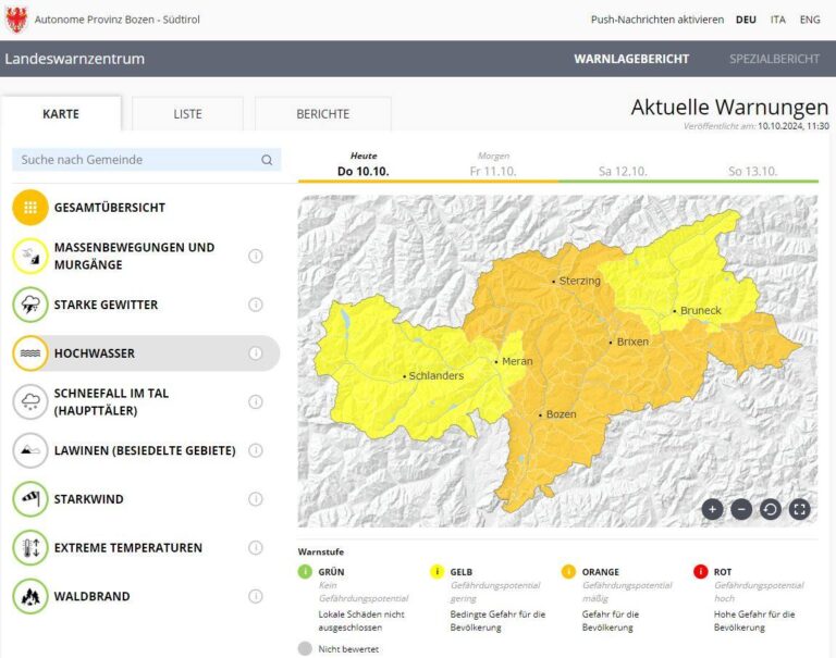 allerta meteo alto adige 10 ottobre