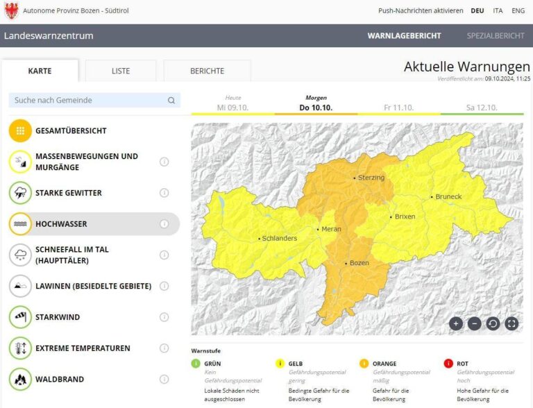 allerta meteo alto adige 10 ottobre