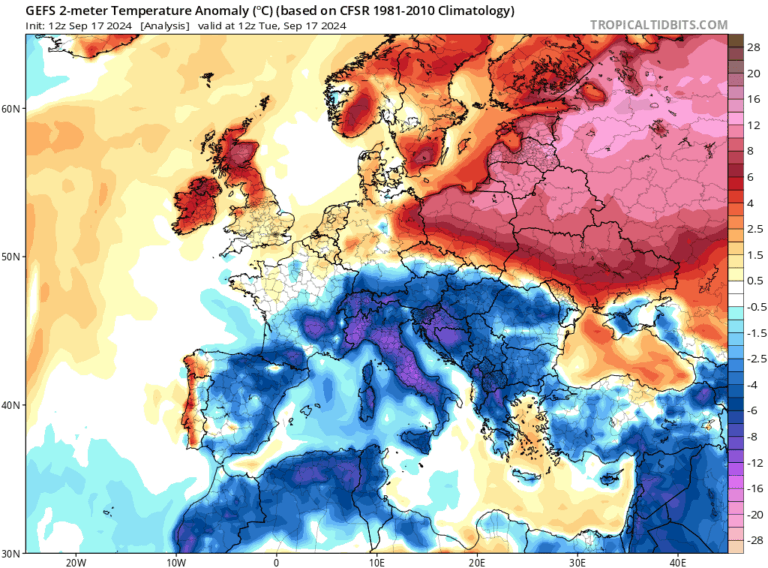 anomalia temperatura europa 17 settembre 2024