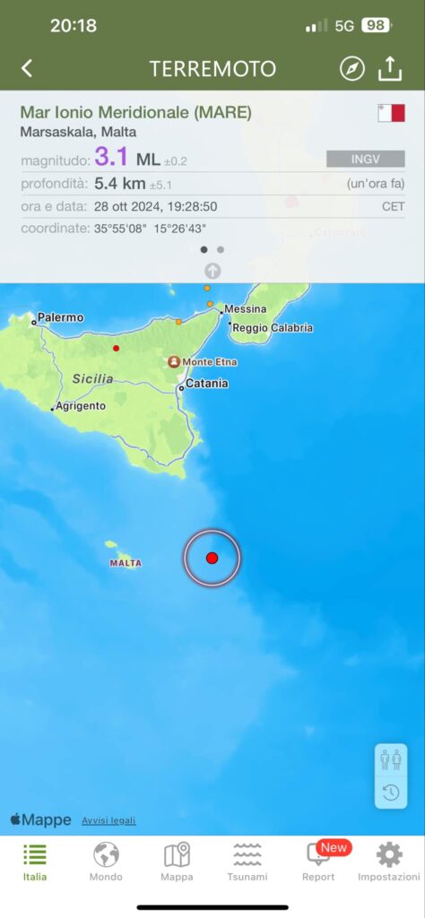 terremoto malta sicilia