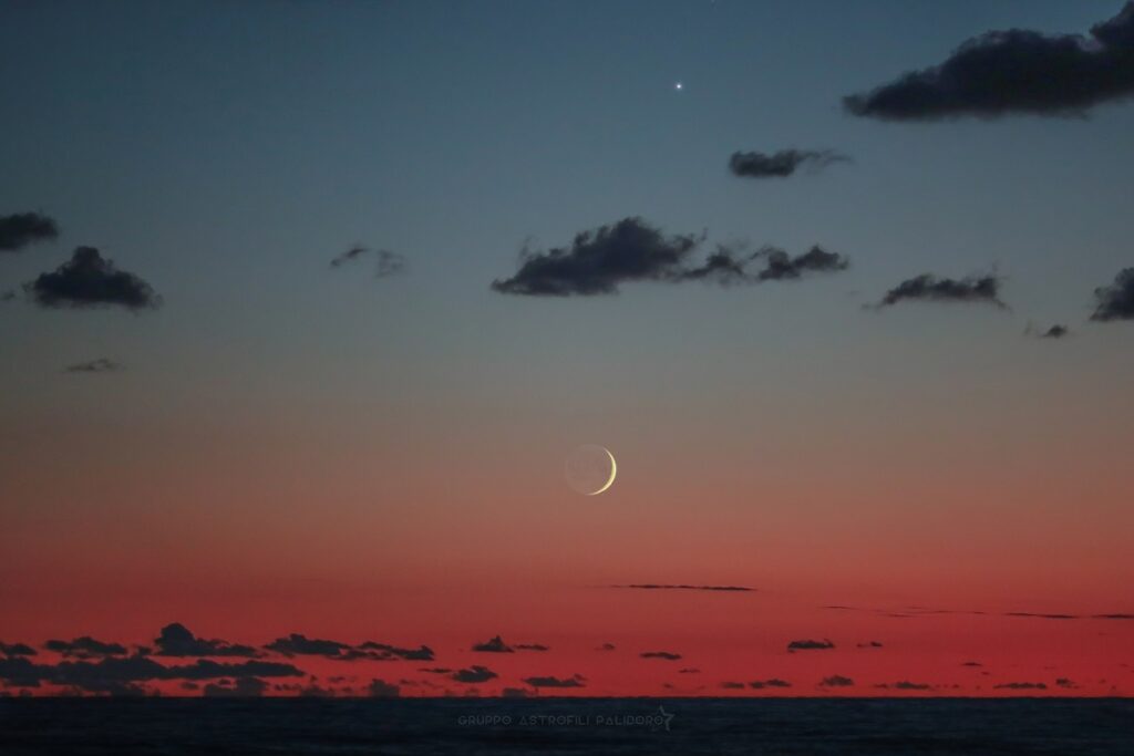 congiunzione luna venere litorale romano