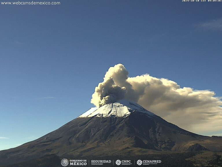 eruzione vulcano Popocatépetl