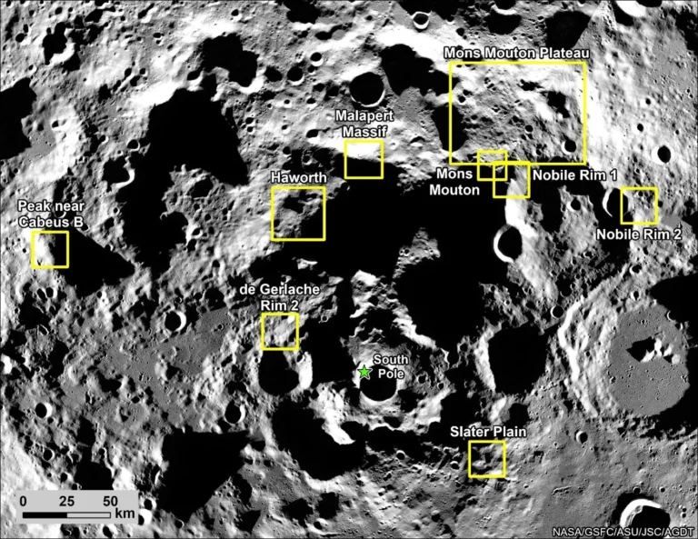 possibili regioni allunaggio missione artemis III