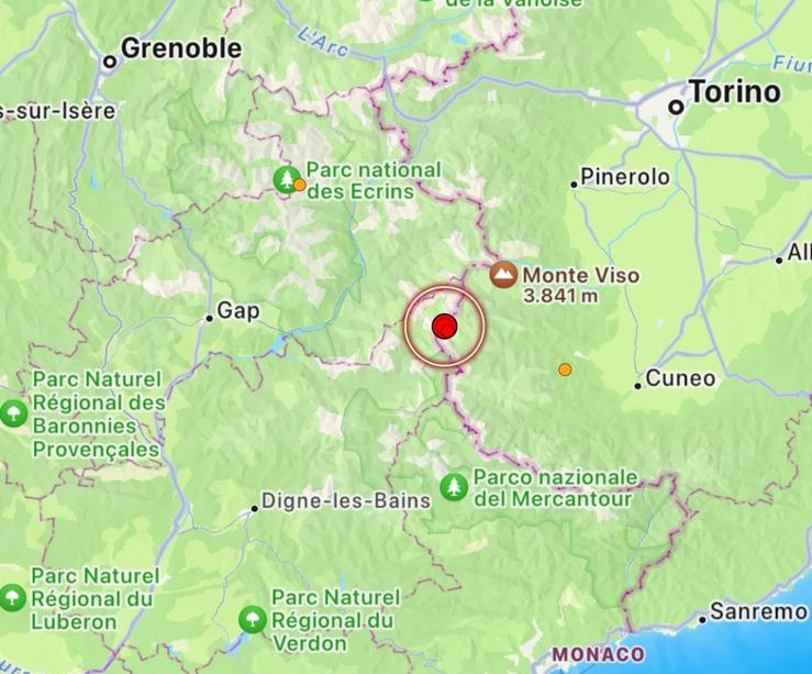 terremoto confine piemonte-francia