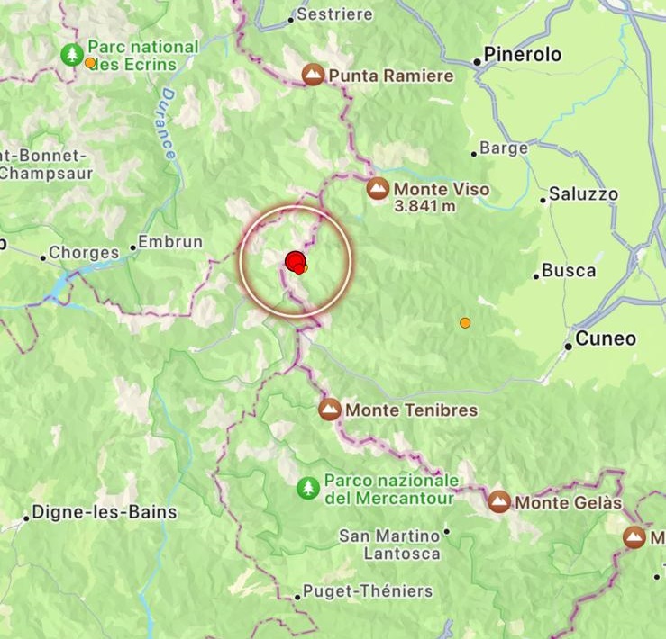 terremoto confine piemonte-francia