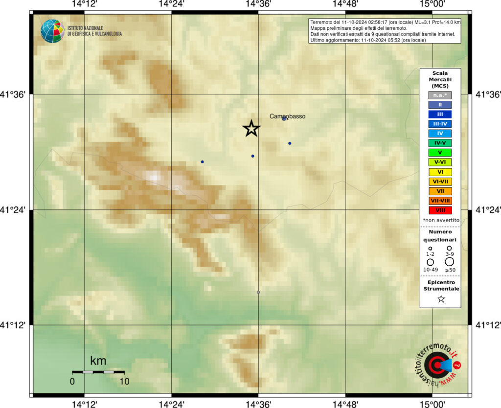 terremoto oggi campobasso molise