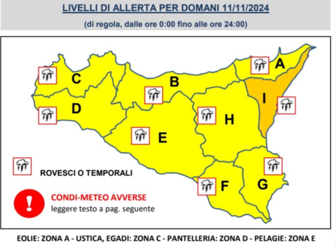 Allerta meteo arancione Sicilia 