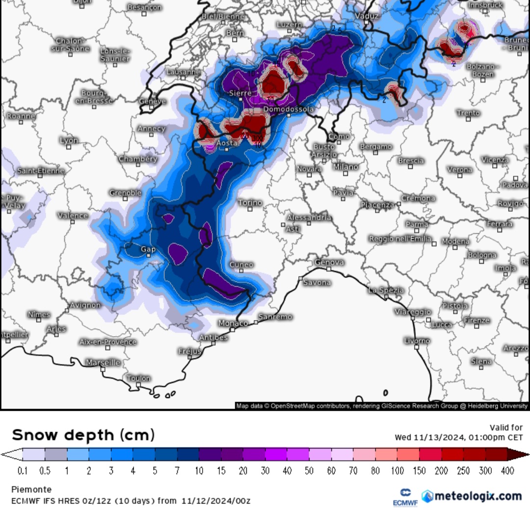 Allerta neve Piemonte 