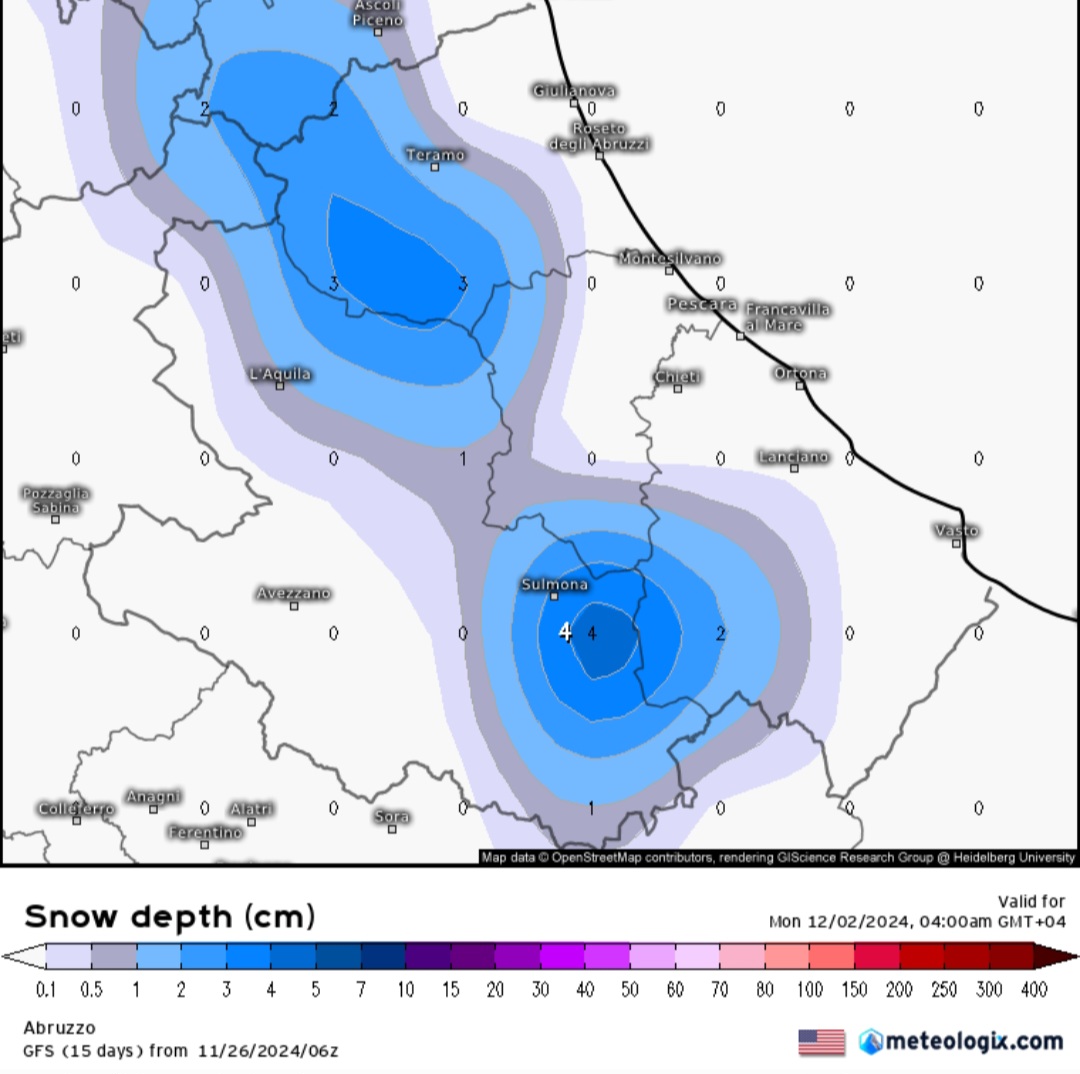 Neve Abruzzo fine settimana 