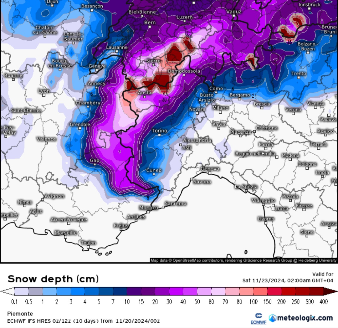 Neve Piemonte per giovedì 21