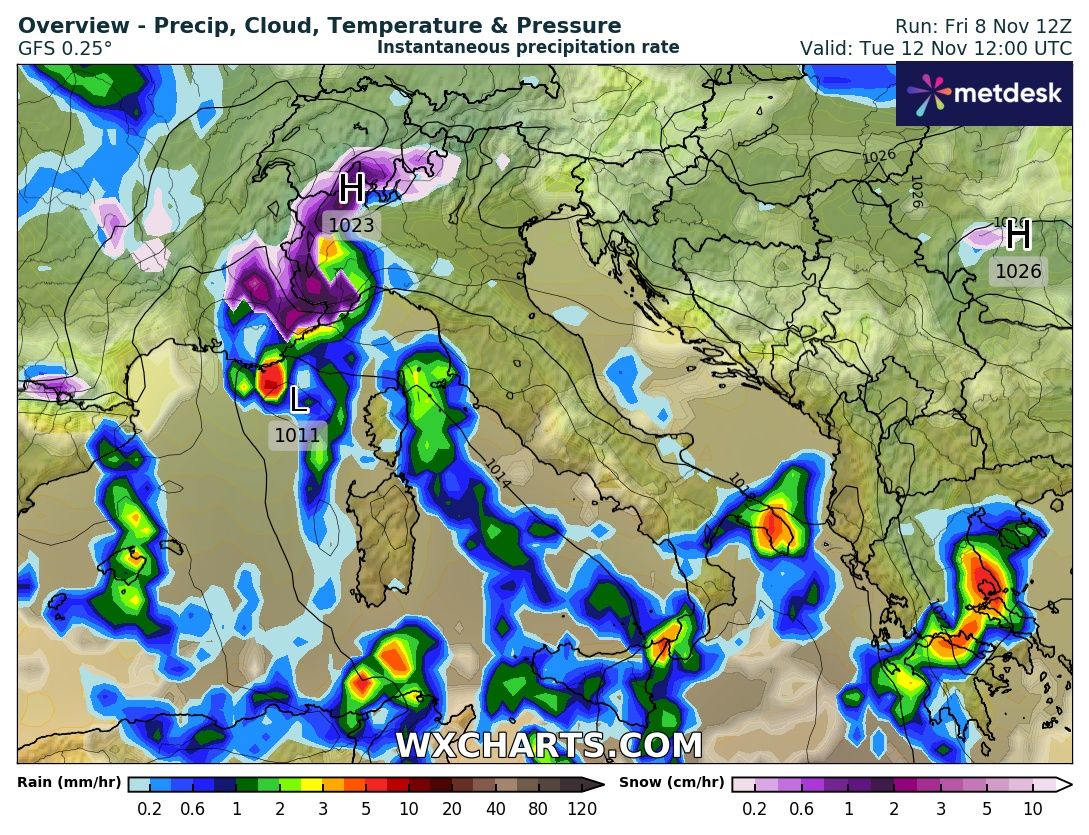 Precipitazioni Italia prossima settimana 