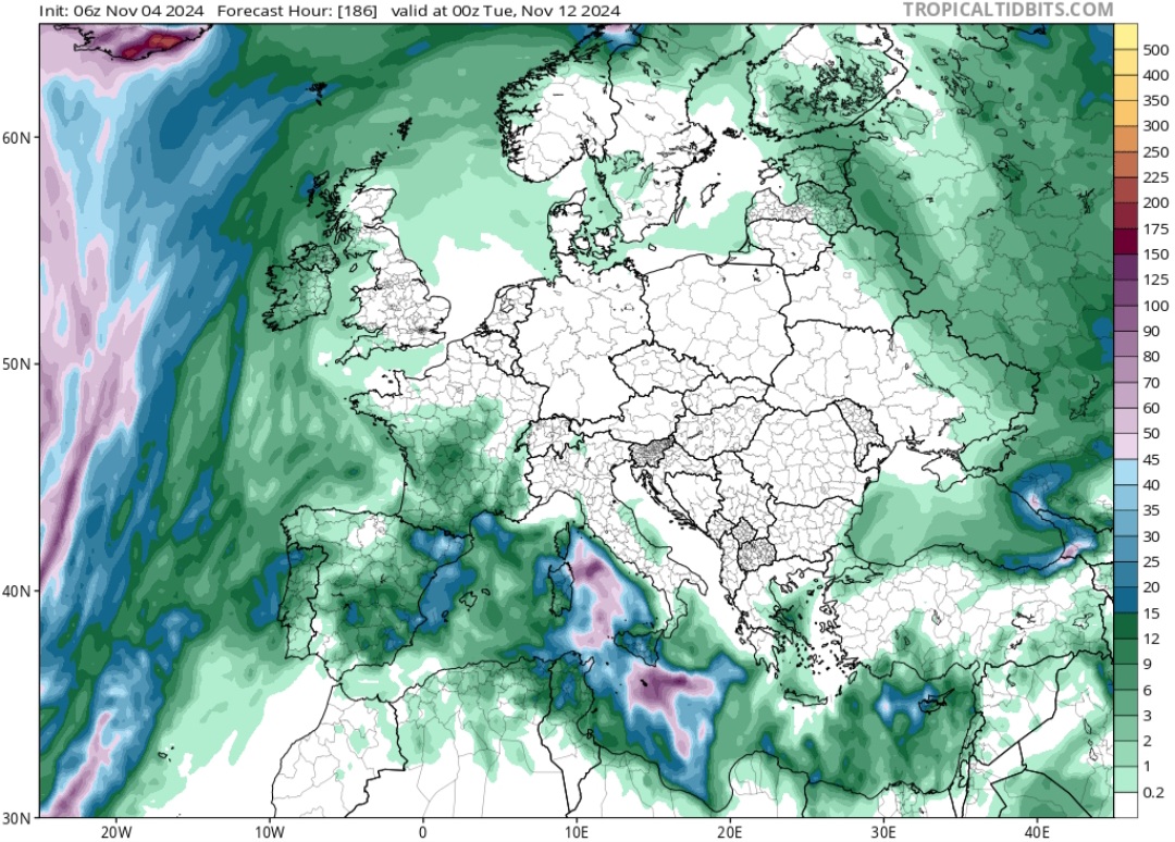 Precipitazioni previste prossima settimana 