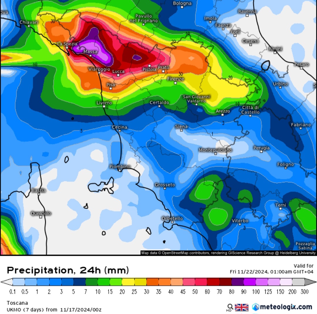 Previsioni meteo Toscana per giovedì 21