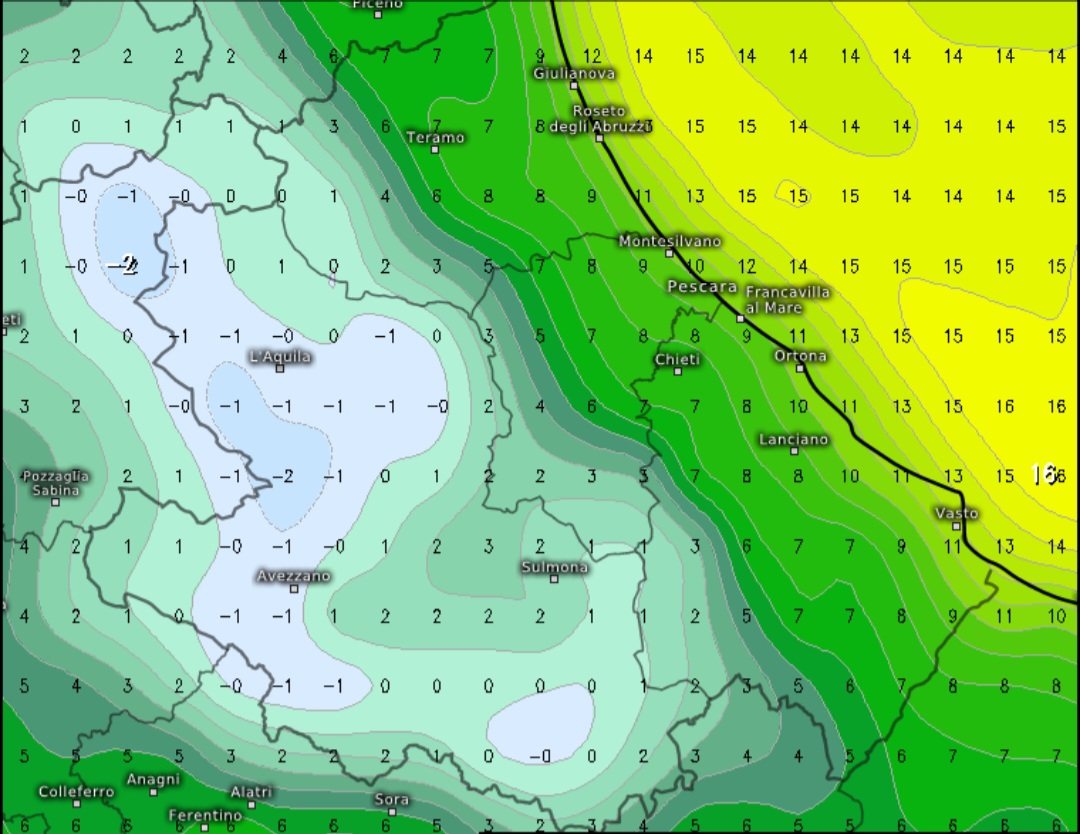 Temperature minime Abruzzo 