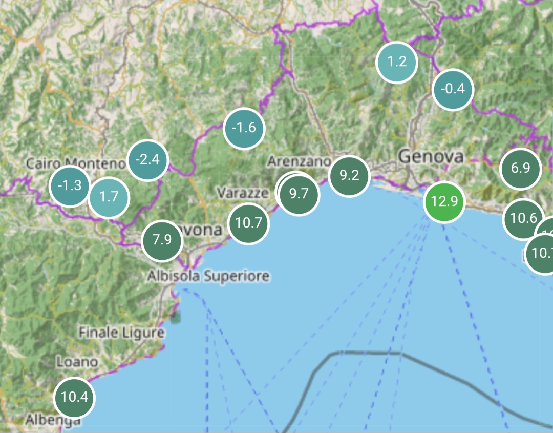 Temperature minime Liguria 