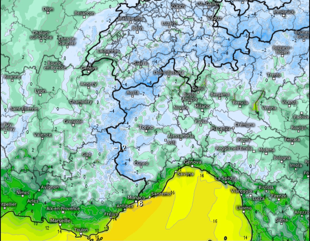 Temperature minime Piemonte 