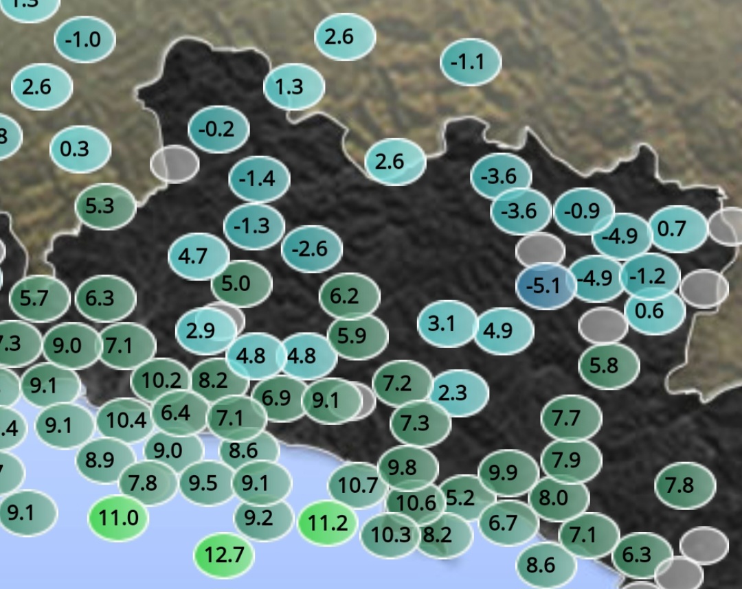 Temperature minime Liguria 