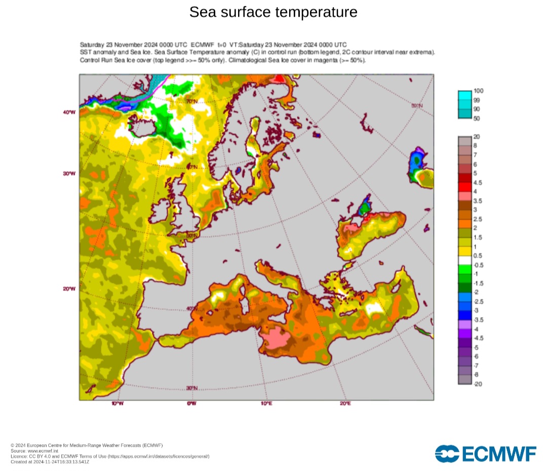 Temperature superficiali Mediterraneo 