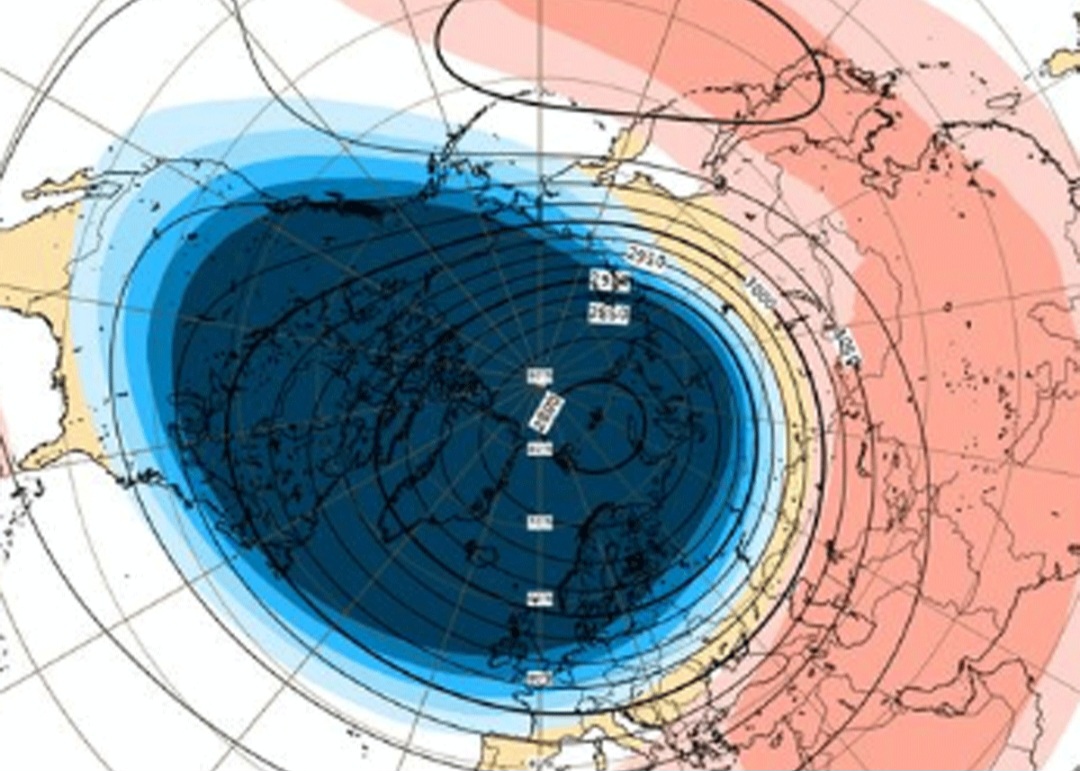 Vortice Polare frammentato verso l'Europa 