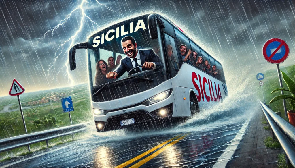 alluvione sicilia pirata della strada guida bus