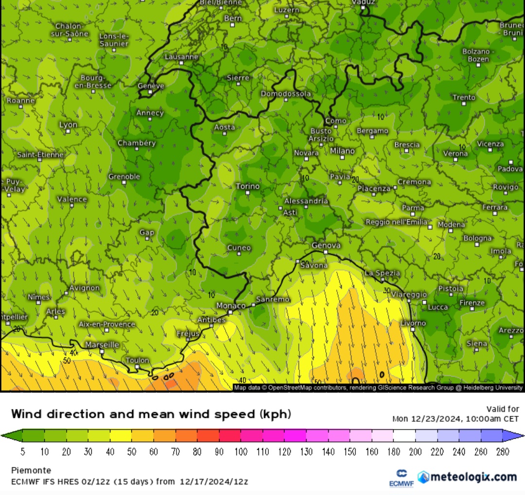 Foehn nord Italia 23 dicembre