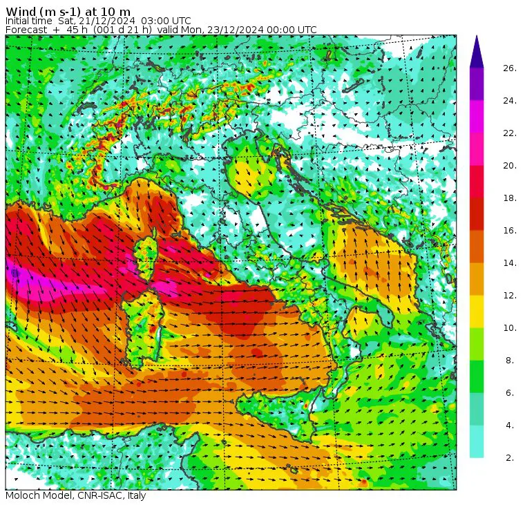 allerta meteo domenica sera vento