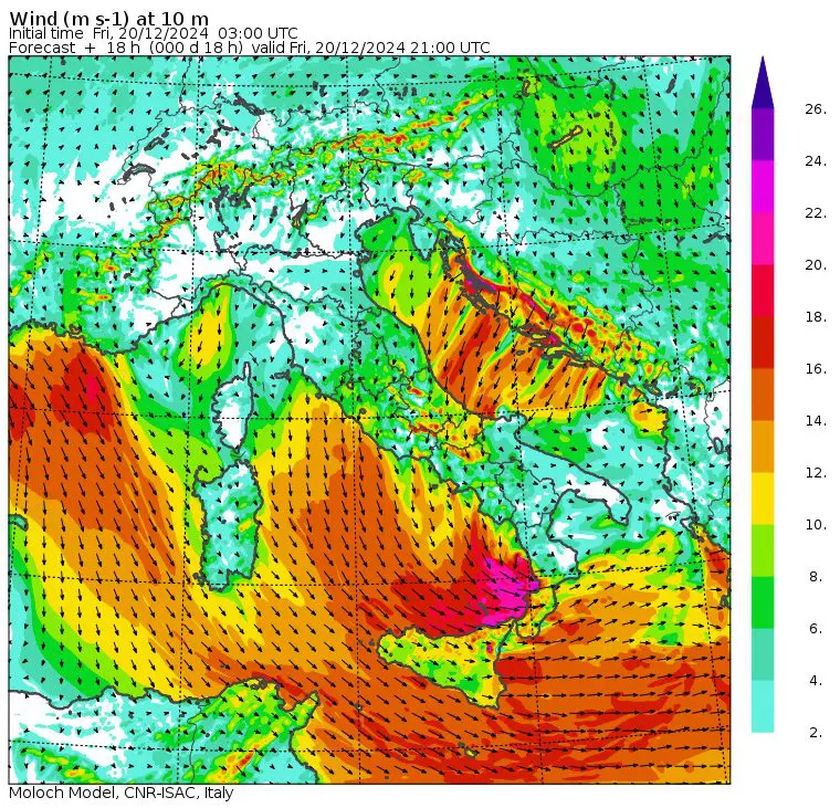 allerta vento ore 22